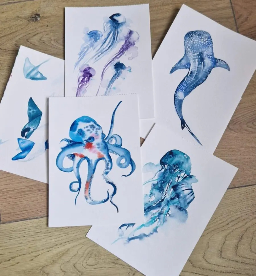 Atelier aquarelle – Animaux marins