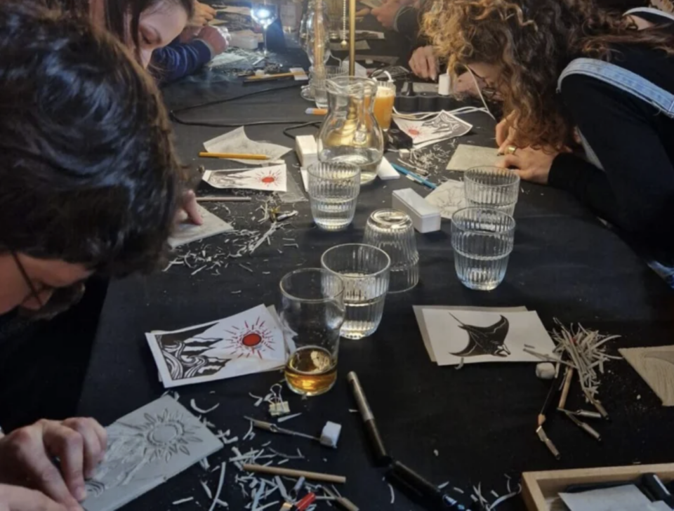 Atelier Linogravure avec Miriam de la QB