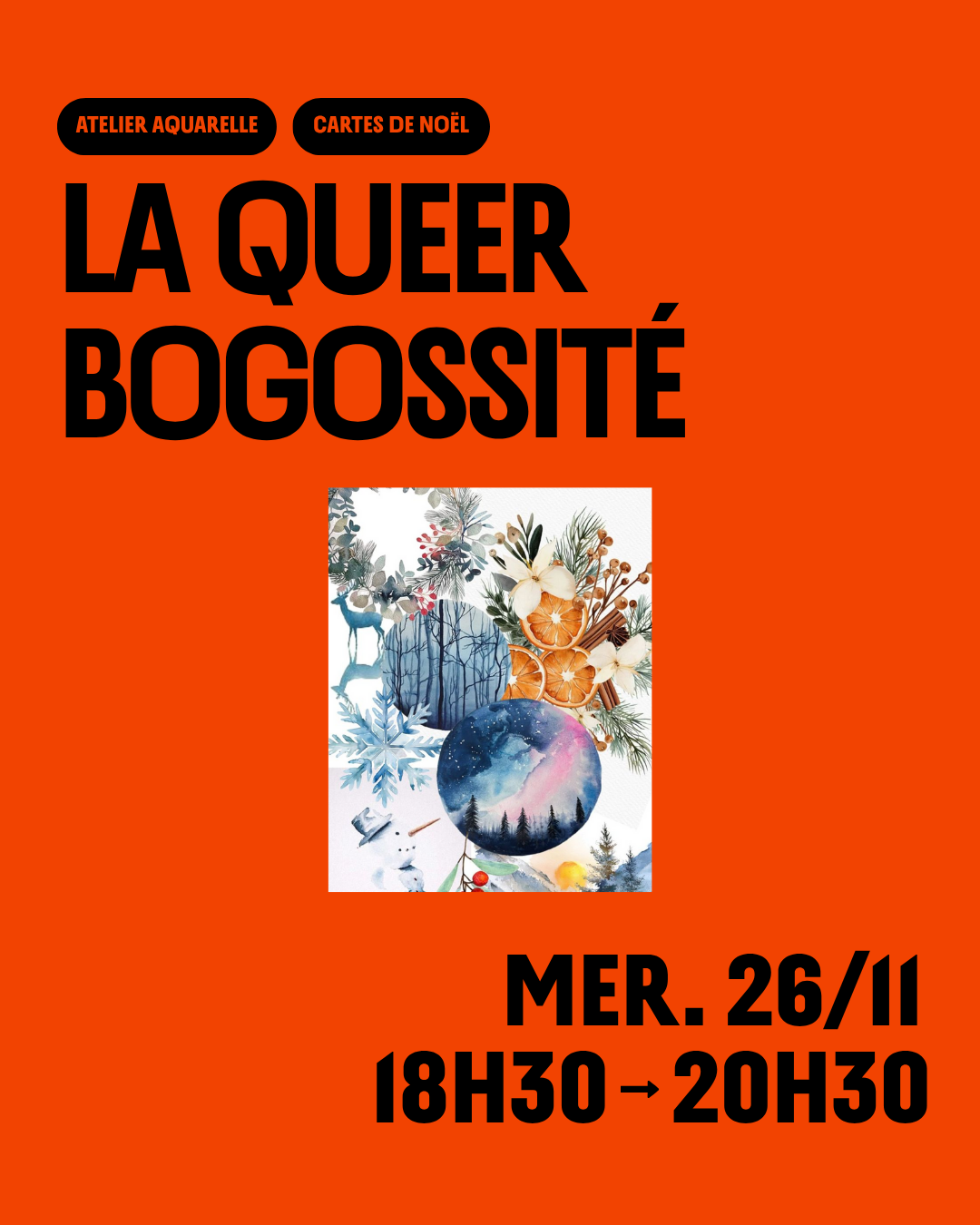 Atelier Aquarelle Carte de Noël avec la Queer Bogossité ⭐︎